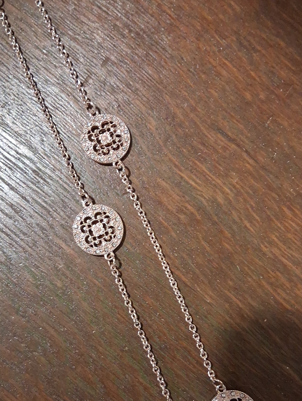 Delicate Rose Gold Filigree Station Necklace